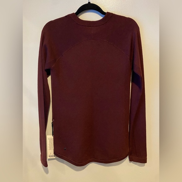 Lululemon Sit in Lotus Sweater Merino Wool Knit Stretch Womens 8 Red Maroon NWT - Picture 3 of 10